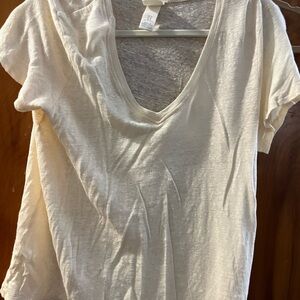 Three t -shirt lot H&M Cream Short Sleeve V-Neck Tee Sonoma Peach, gray old navy